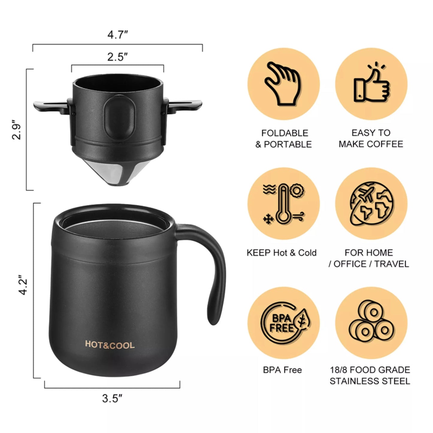 Stainless Steel Portable Coffee Filter Drip Coffee Tea Holder