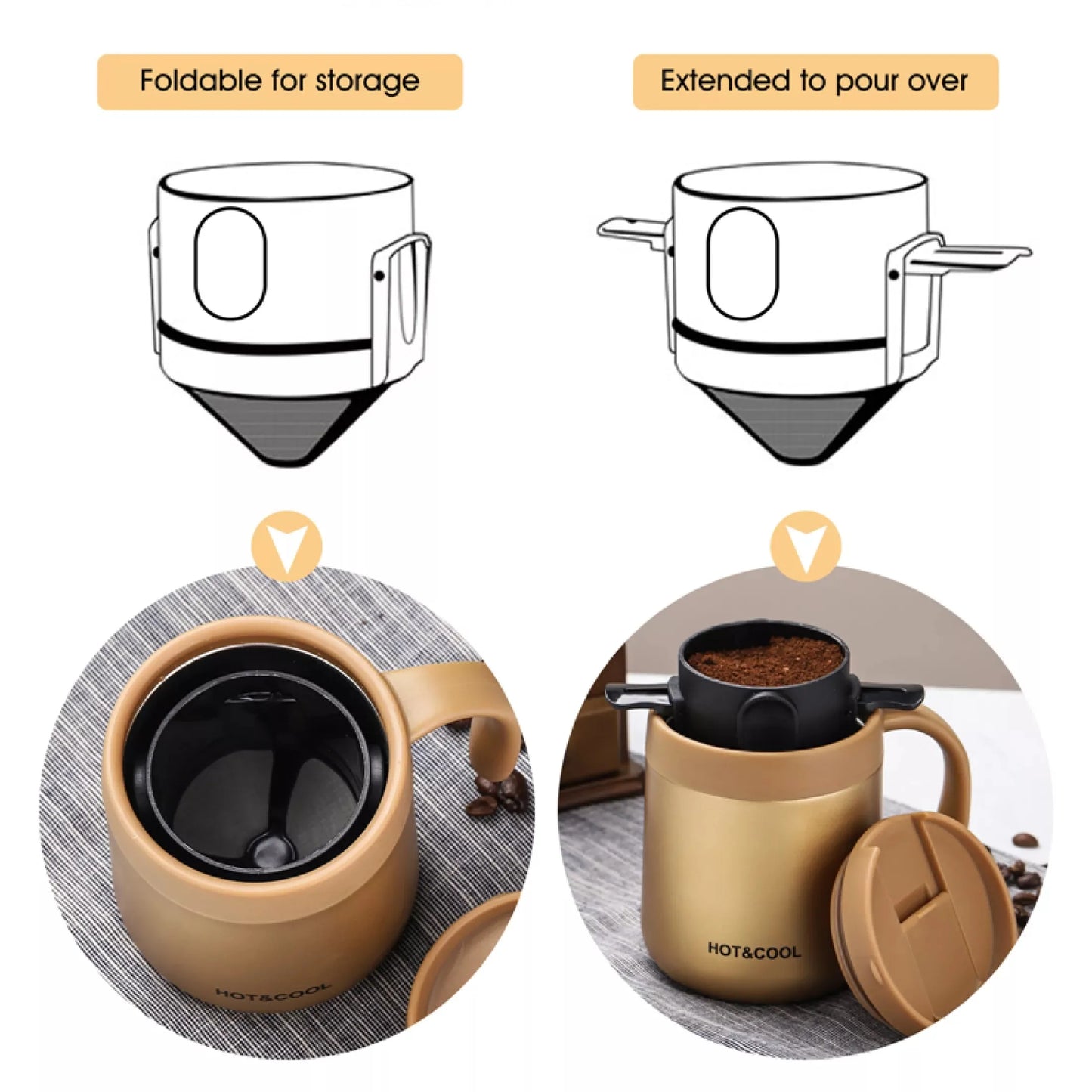 Stainless Steel Portable Coffee Filter Drip Coffee Tea Holder