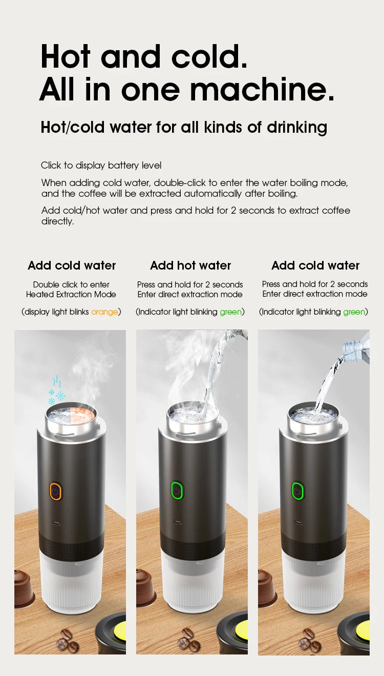 Wireless Electric Portable Espresso Coffee Machine for Car & Home Camping