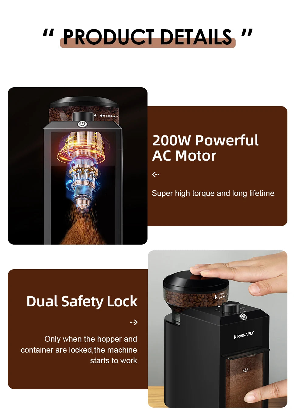 Automatic Burr Mill Coffee Grinder Electric Coffee Bean Grinding