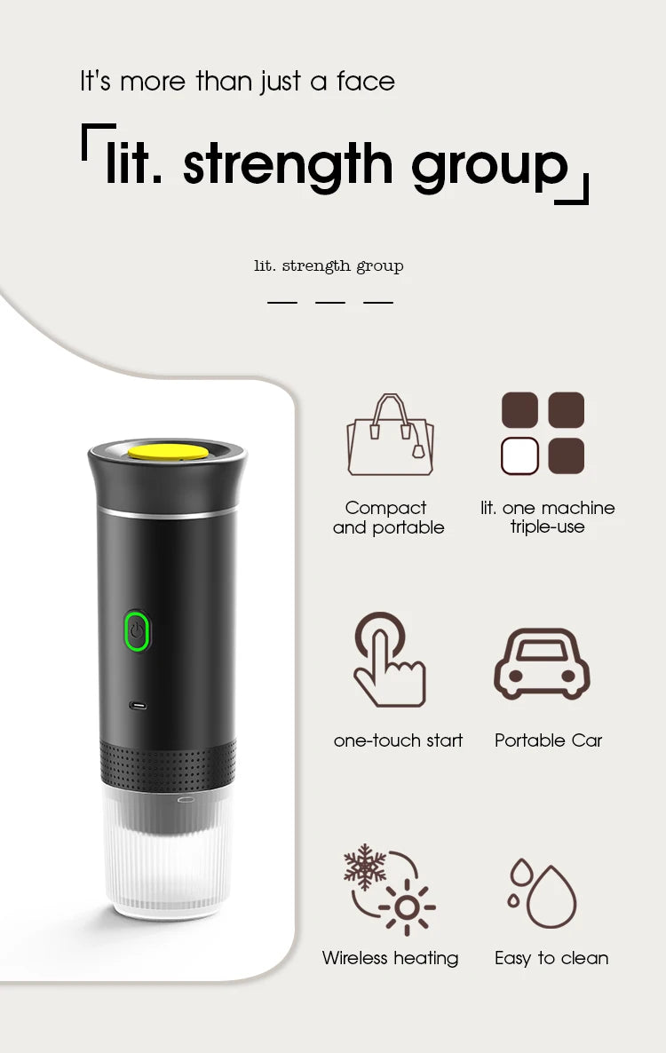 Wireless Electric Portable Espresso Coffee Machine for Car & Home Camping