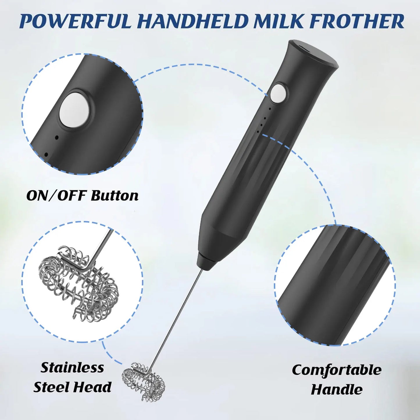 MINI Milk Frother USB Rechargeable 3 Speeds