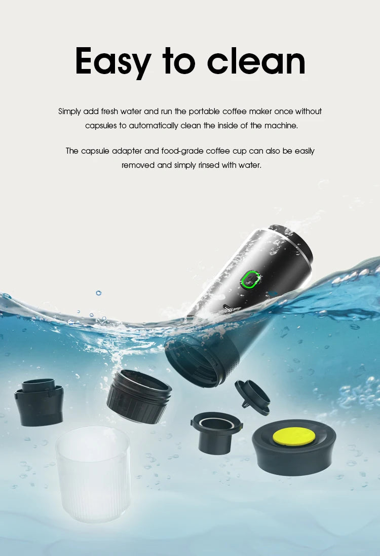 Wireless Electric Portable Espresso Coffee Machine for Car & Home Camping