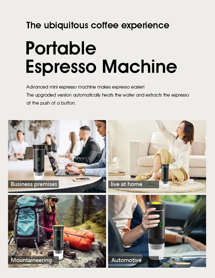 Wireless Electric Portable Espresso Coffee Machine for Car & Home Camping