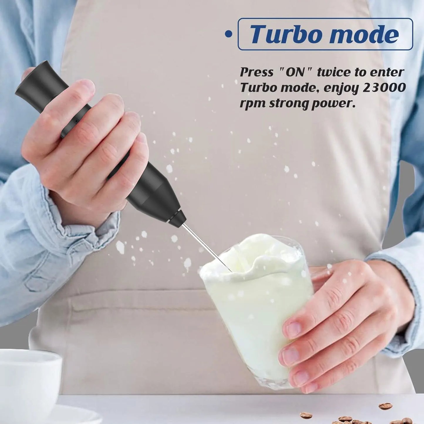 MINI Milk Frother USB Rechargeable 3 Speeds