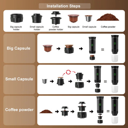 Wireless Electric Portable Espresso Coffee Machine for Car & Home Camping