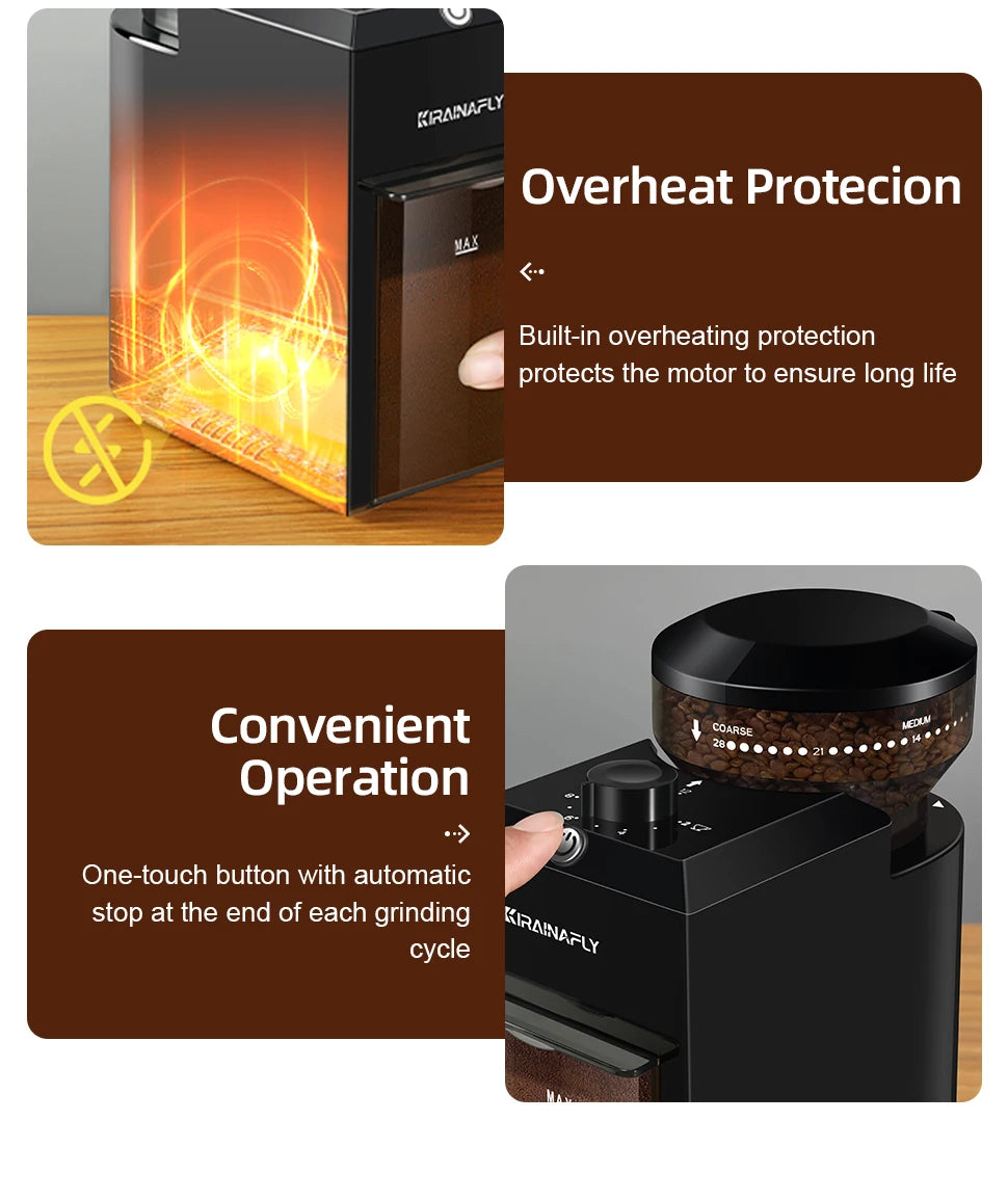 Automatic Burr Mill Coffee Grinder Electric Coffee Bean Grinding