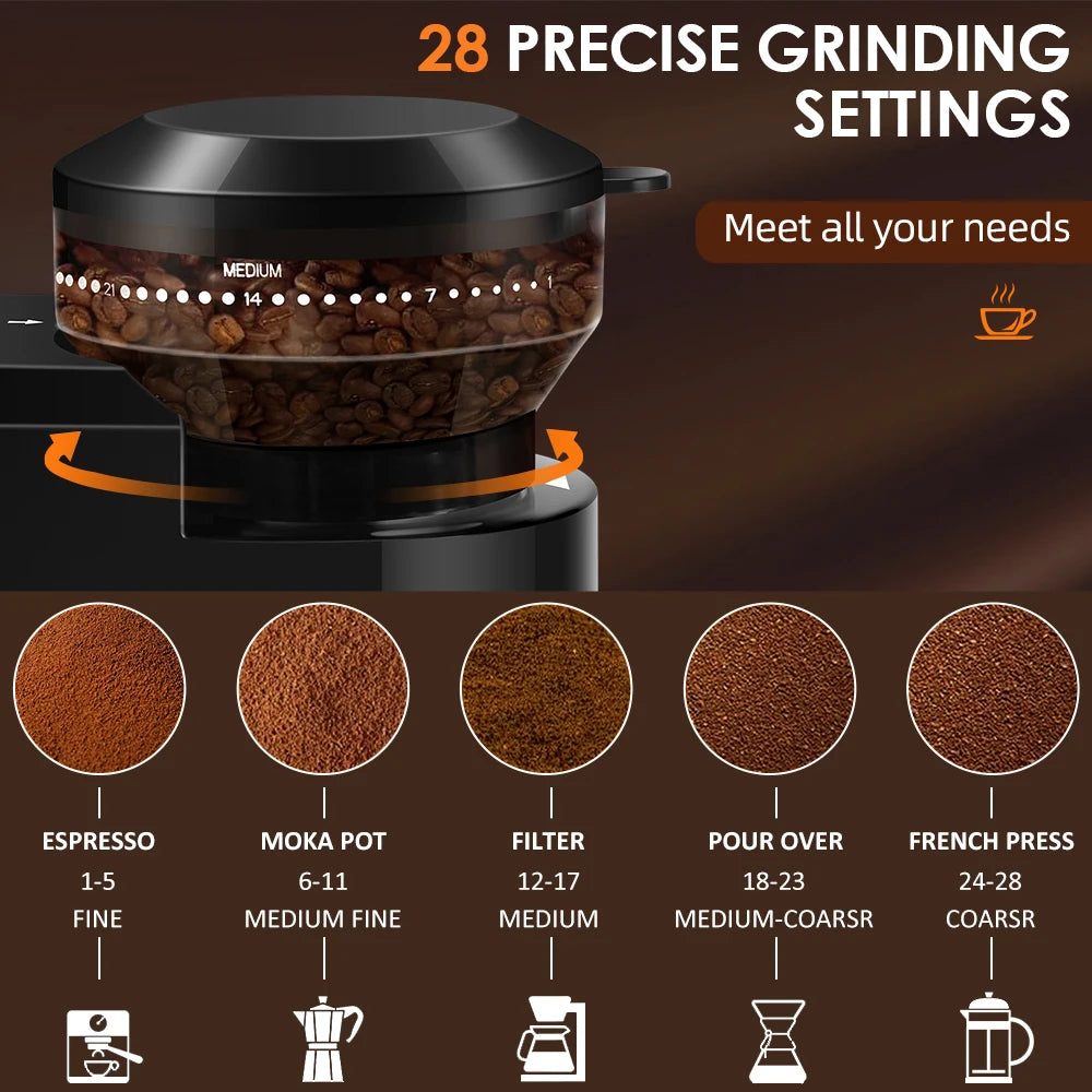 Automatic Burr Mill Coffee Grinder Electric Coffee Bean Grinding