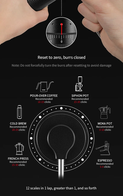 Externally Adjustable Coffee Grinder Manual Espresso Grinding Machine Portable
